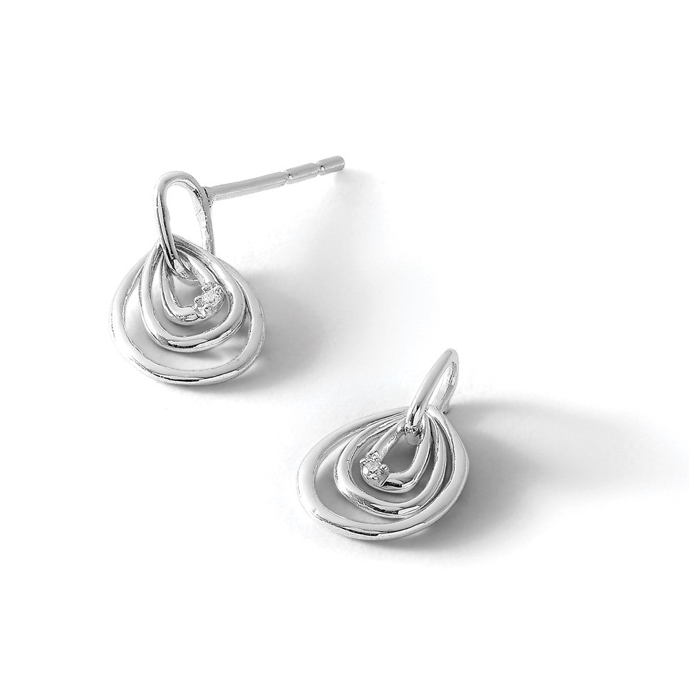 White Ice Sterling Silver Rhodium-plated Teardrop Diamond Post Dangle Earrings