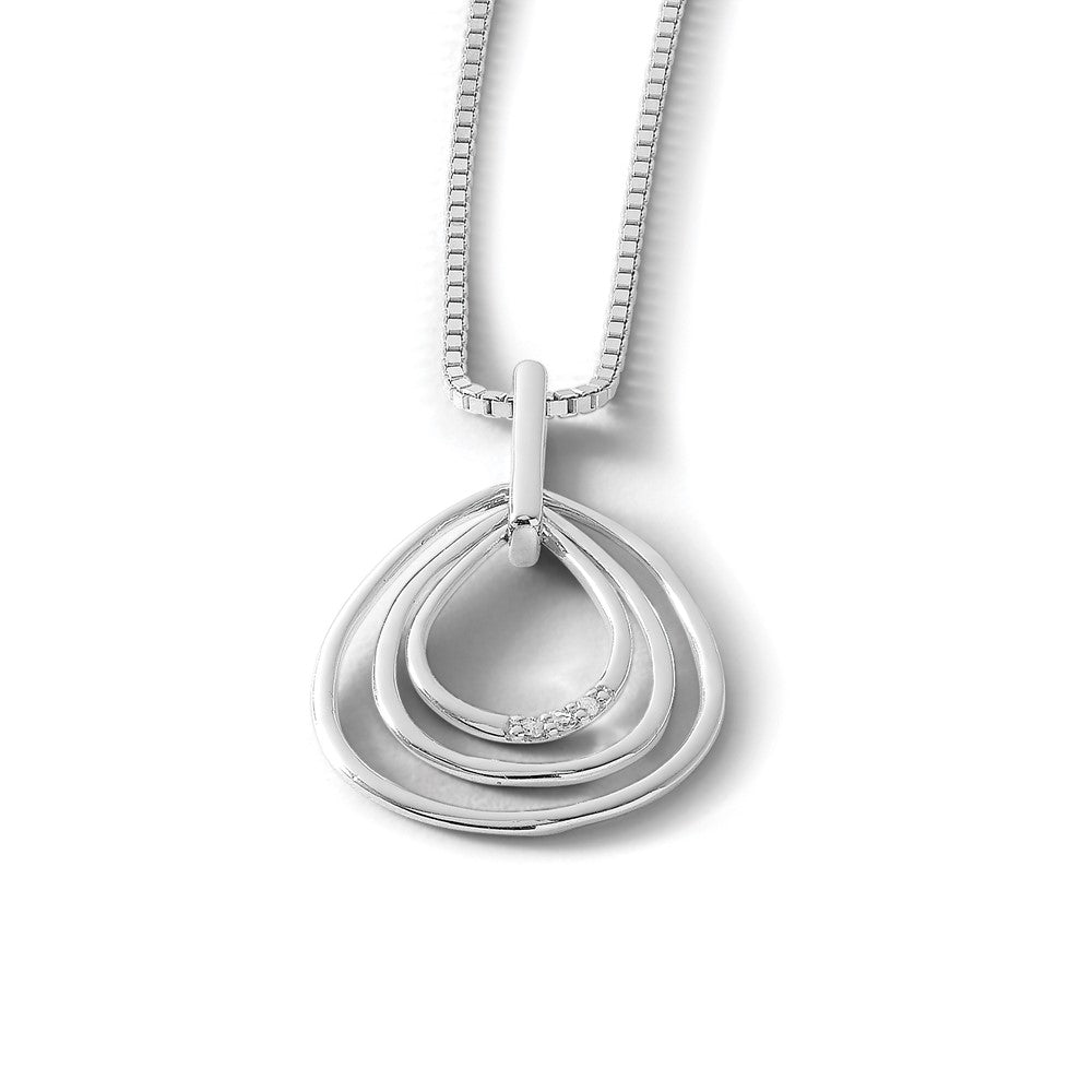 White Ice Sterling Silver Rhodium-plated 18 Inch Diamond Fancy Teardrop Necklace with 2 Inch Extender