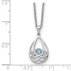 White Ice Sterling Silver Rhodium-plated 18 Inch Blue Topaz Necklace with 2 Inch Extender
