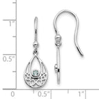 White Ice Sterling Silver Rhodium-plated with Blue Topaz Shepherd Hook Dangle Earrings