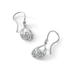 White Ice Sterling Silver Rhodium-plated with Blue Topaz Shepherd Hook Dangle Earrings
