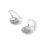 White Ice Sterling Silver Rhodium-plated Diamond Flower Shepherd Hook Dangle Earrings