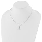 White Ice Sterling Silver Rhodium-plated 18 Inch Blue Topaz and Diamond Necklace with 2 Inch Extender