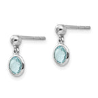 White Ice Sterling Silver Rhodium-plated Blue Topaz And Diamond Post Dangle Teardrop Earrings