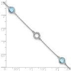 White Ice Sterling Silver Rhodium-plated 6.25 Inch Blue Topaz and Diamond Bracelet with 1 Inch Extender