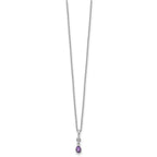 White Ice Sterling Silver Rhodium-plated 18 Inch Amethyst and Diamond Necklace with 2 Inch Extender