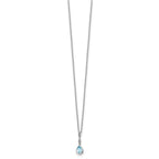 White Ice Sterling Silver Rhodium-plated 18 Inch Blue Topaz and Diamond Teardrop Necklace with 2 Inch Extender