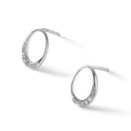 White Ice Sterling Silver Rhodium-plated Open Oval Diamond Post Earrings