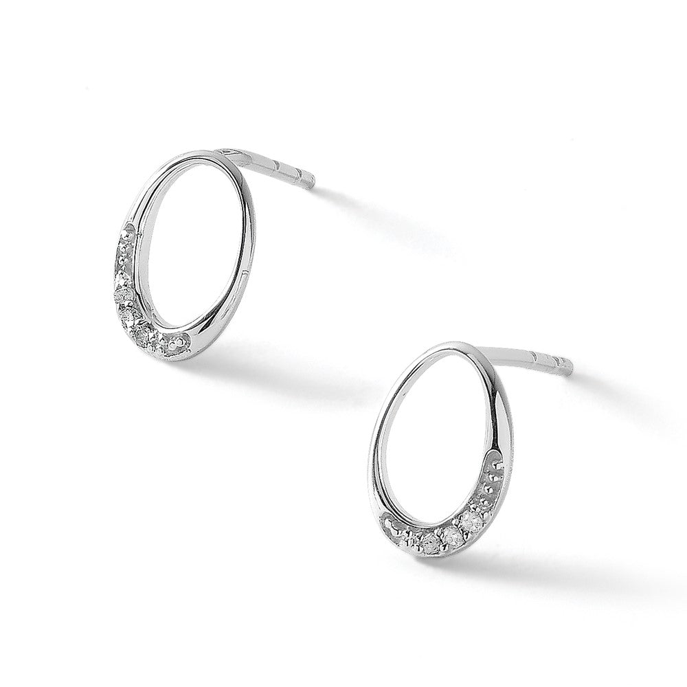 White Ice Sterling Silver Rhodium-plated Open Oval Diamond Post Earrings