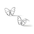 White Ice Sterling Silver Rhodium-plated Diamond Butterfly Post Earrings