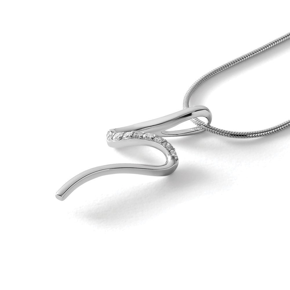 White Ice Sterling Silver Rhodium-plated 18 Inch Diamond S Shaped Necklace with 2 Inch Extender
