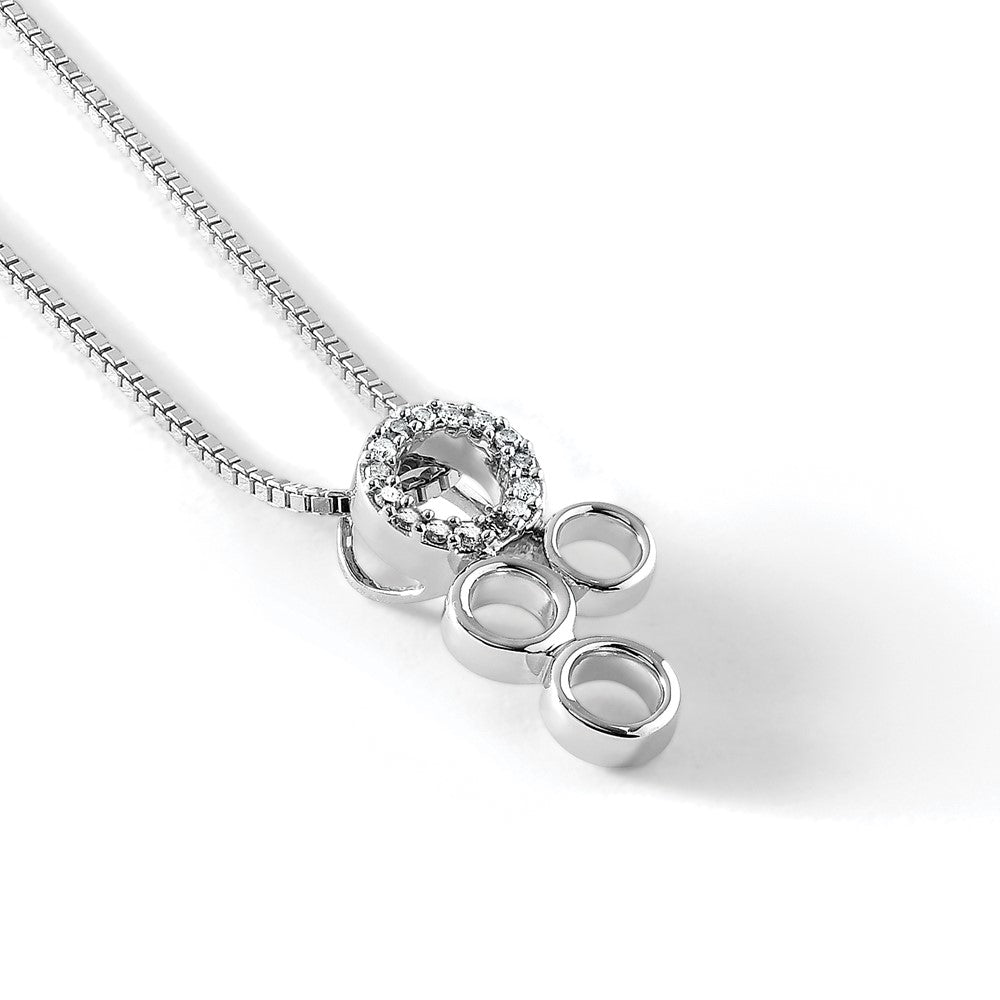 White Ice Sterling Silver Rhodium-plated 18 Inch Diamond Circles Slide Pendant Necklace with 2 Inch Extender
