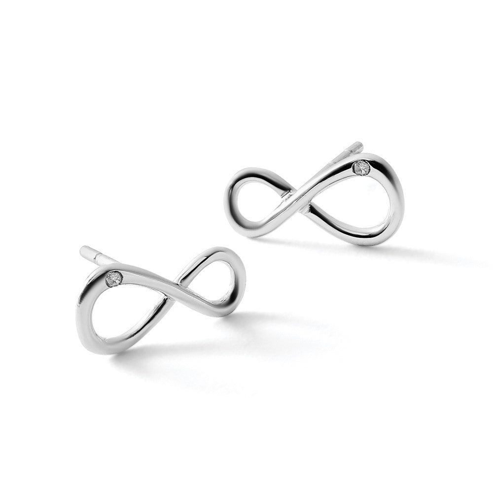 White Ice Sterling Silver Rhodium-plated Diamond Infinity Symbol Post Earrings