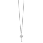 White Ice Sterling Silver Rhodium-plated 18 Inch Diamond Flower Key Necklace with 2 Inch Extender