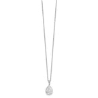 White Ice Sterling Silver Rhodium-plated 18 Inch Diamond Leaf Pendant Necklace with 2 Inch Extender