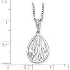 White Ice Sterling Silver Rhodium-plated 18 Inch Diamond Leaf Pendant Necklace with 2 Inch Extender