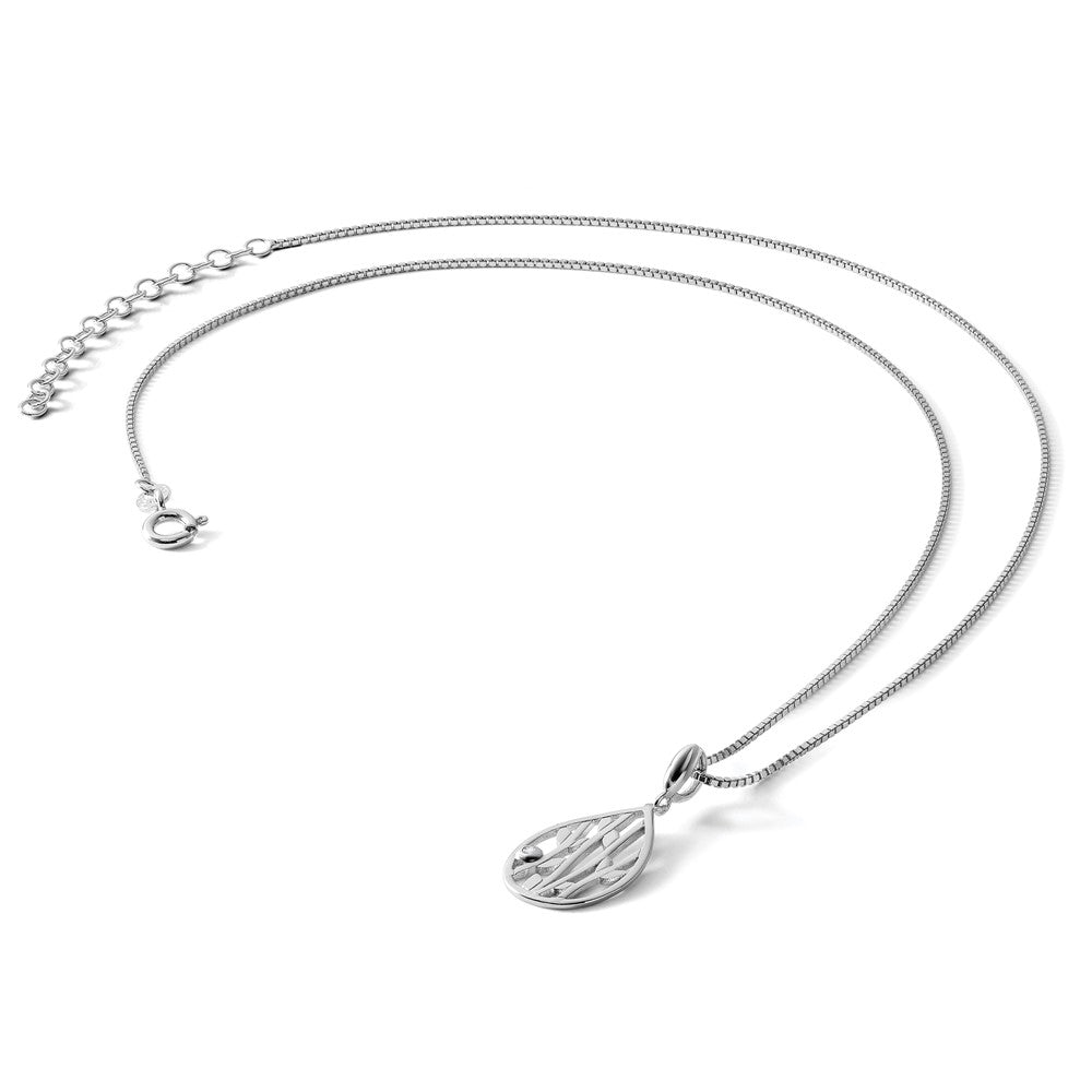 White Ice Sterling Silver Rhodium-plated 18 Inch Diamond Leaf Pendant Necklace with 2 Inch Extender