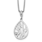 White Ice Sterling Silver Rhodium-plated 18 Inch Diamond Leaf Pendant Necklace with 2 Inch Extender
