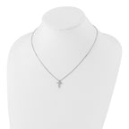 White Ice Sterling Silver Rhodium-plated 18 Inch Diamond Cross Slide Pendant Necklace with 2 Inch Extender
