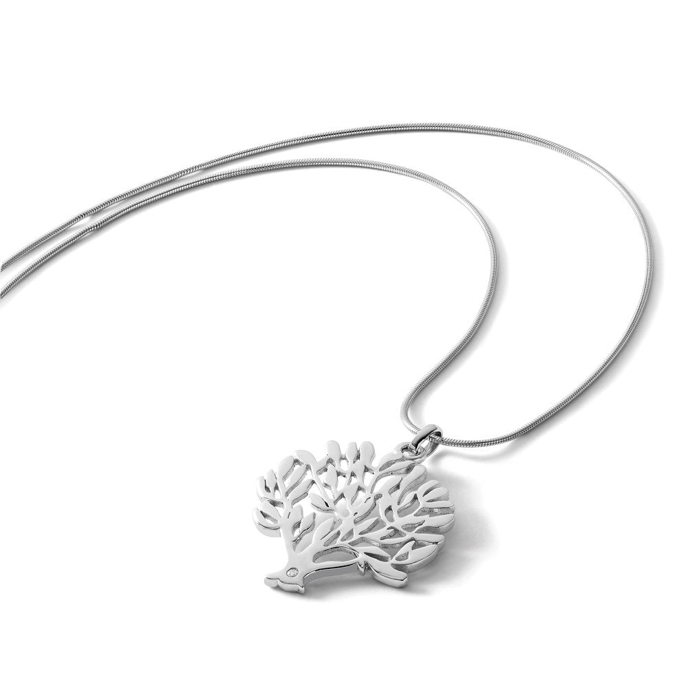 White Ice Sterling Silver Rhodium-plated 18 Inch Diamond Tree Pendant Necklace with 2 Inch Extender