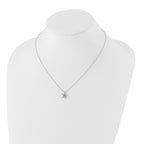 White Ice Sterling Silver Rhodium-plated 18 Inch Diamond Starfish Slide Pendant Necklace with 2 Inch Extender