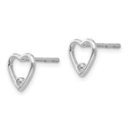 White Ice Sterling Silver Rhodium-plated Diamond Open Heart Post Earrings