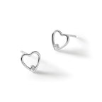 White Ice Sterling Silver Rhodium-plated Diamond Open Heart Post Earrings