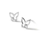 White Ice Sterling Silver Rhodium-plated Diamond Butterfly Post Earrings