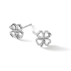 White Ice Sterling Silver Rhodium-plated Diamond Clover Post Earrings