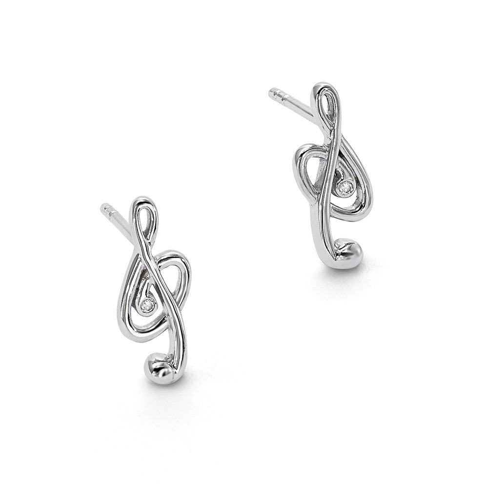 White Ice Sterling Silver Rhodium-plated Diamond Musical Post Earrings