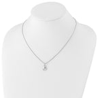White Ice Sterling Silver Rhodium-plated 18 Inch Diamond Teardrop Necklace with 2 Inch Extender