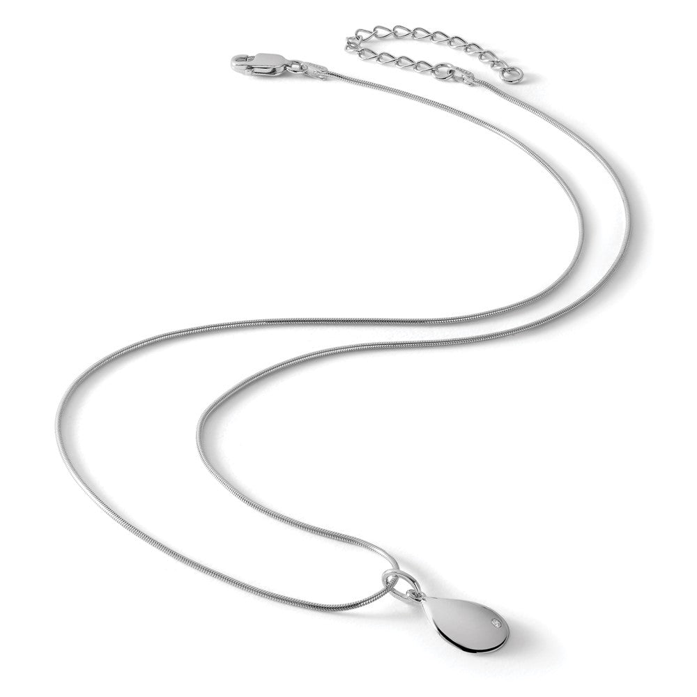 White Ice Sterling Silver Rhodium-plated 18 Inch Diamond Teardrop Necklace with 2 Inch Extender