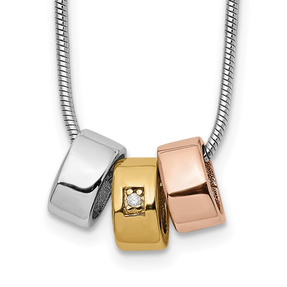 White Ice Sterling Silver Rhodium-plated Rose and Gold-tone 18 Inch Diamond Necklace with 2 Inch Extender