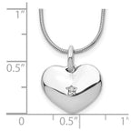 White Ice Sterling Silver Rhodium-plated 18 Inch Diamond Heart Necklace with 2 Inch Extender
