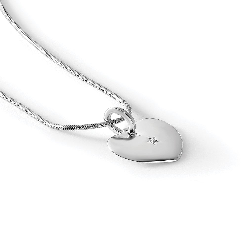 White Ice Sterling Silver Rhodium-plated 18 Inch Diamond Heart Necklace with 2 Inch Extender