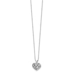 White Ice Sterling Silver Rhodium-plated 18 Inch Diamond Filigree Heart Locket Necklace with 2 Inch Extender