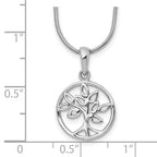 White Ice Sterling Silver Rhodium-plated 18 Inch Diamond Tree Necklace with 2 Inch Extender