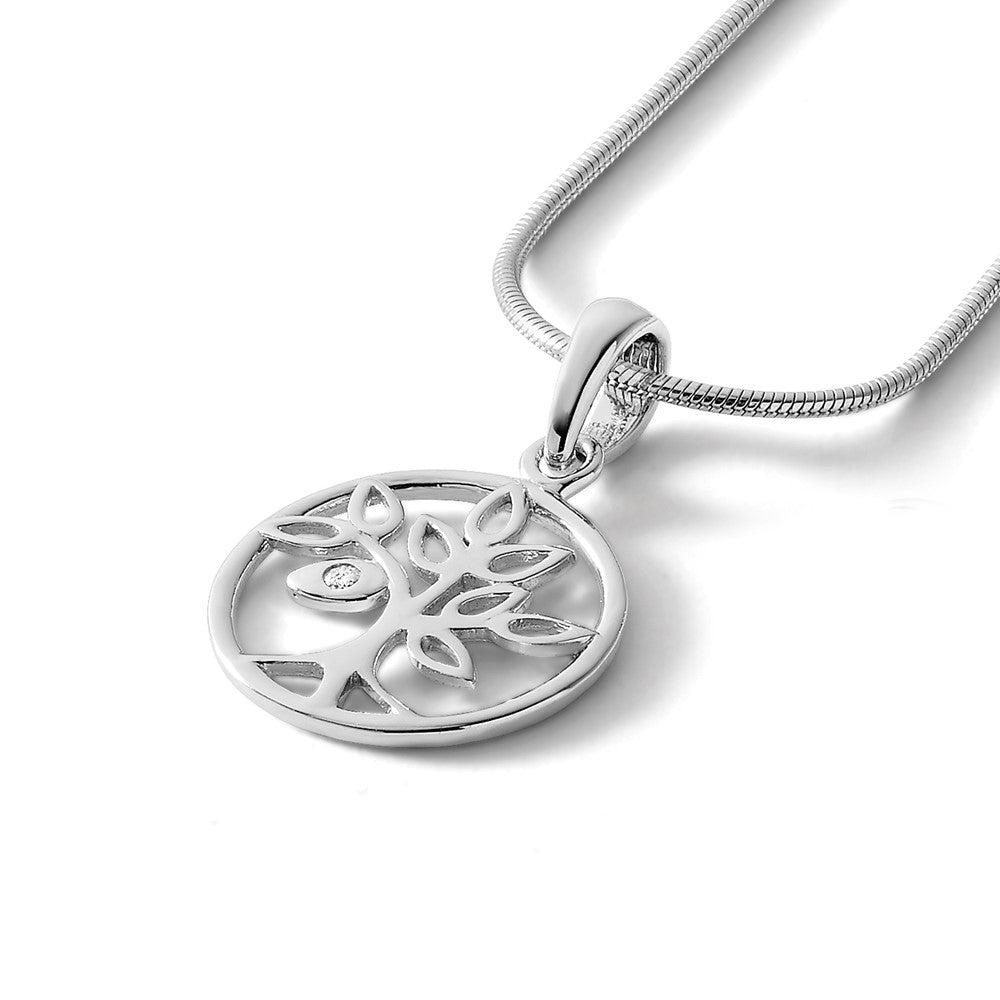 White Ice Sterling Silver Rhodium-plated 18 Inch Diamond Tree Necklace with 2 Inch Extender