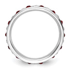 Sterling Silver Rhodium-plated Red and White Crystal Eternity Band