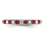 Sterling Silver Rhodium-plated Red and White Crystal Eternity Band