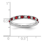 Sterling Silver Rhodium-plated Red and White Crystal Eternity Band