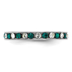 Sterling Silver Rhodium-plated Green and White Crystal Eternity Band