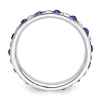 Sterling Silver Rhodium-plated Blue and White Crystal Eternity Band
