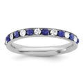 Sterling Silver Rhodium-plated Blue and White Crystal Eternity Band