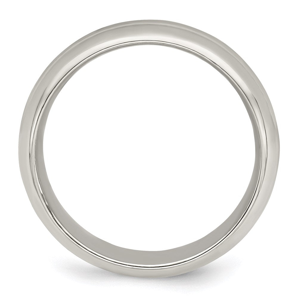 Sterling Silver 6mm Polished Domed Grooved Fancy Band