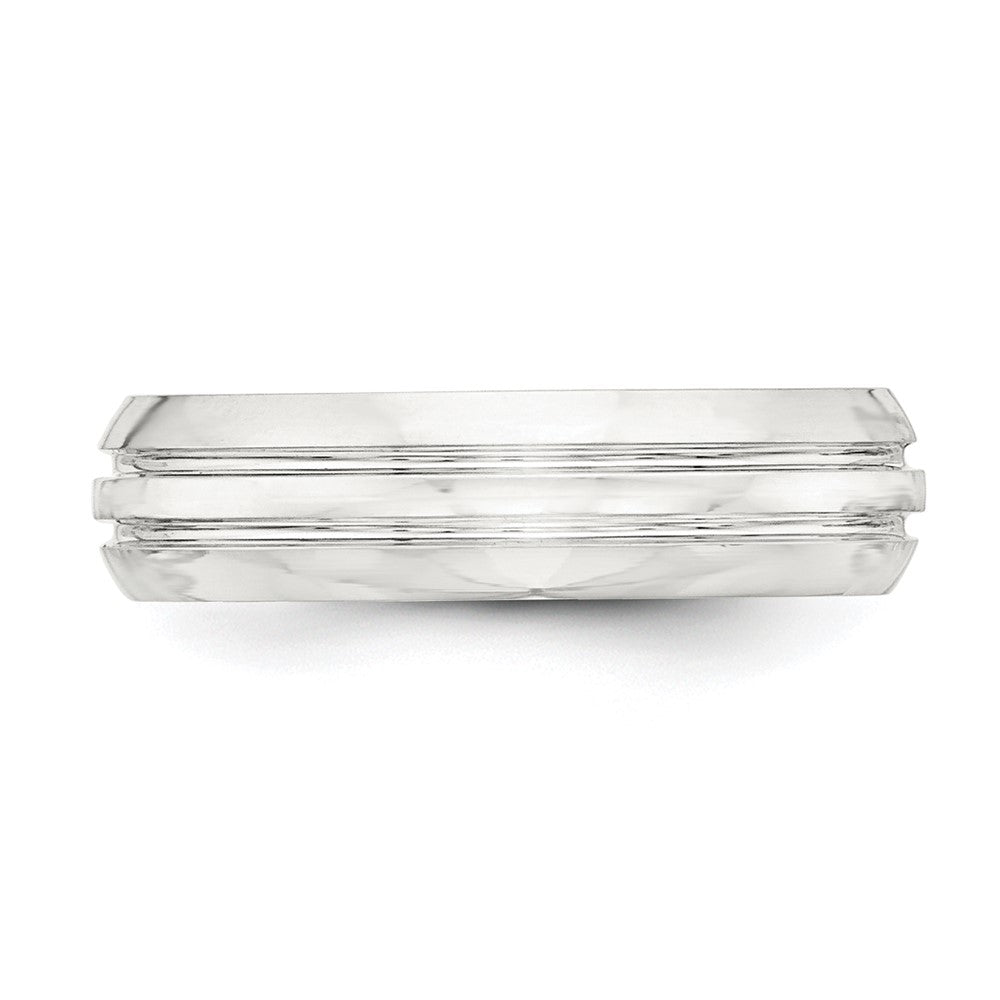 Sterling Silver 6mm Polished Domed Grooved Fancy Band