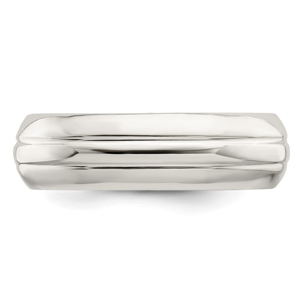 Sterling Silver 6mm Polished Domed Grooved Fancy Band