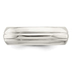 Sterling Silver 6mm Polished Domed Grooved Fancy Band