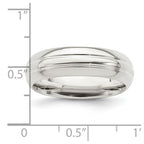 Sterling Silver 6mm Polished Domed Grooved Fancy Band