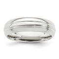 Sterling Silver 6mm Polished Domed Grooved Fancy Band